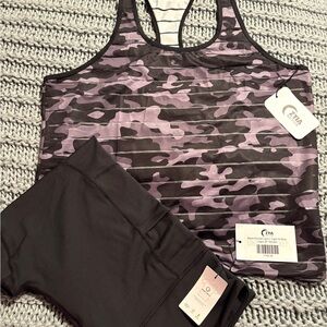 Zyia Women's Camo tank and Black leggings